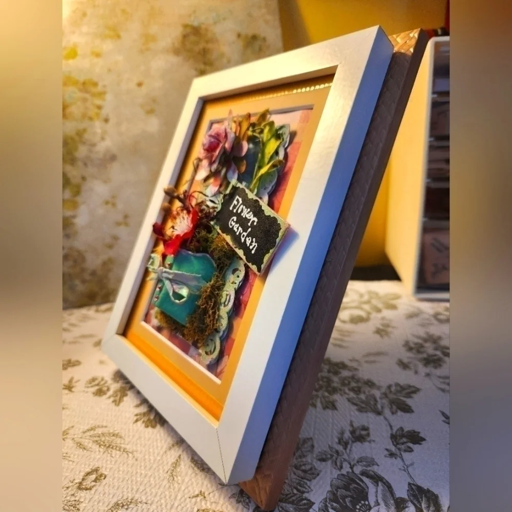 Handcrafted 3D Framed approx (7.5 x 9) GardenFloral Design.Home Decor or gift it